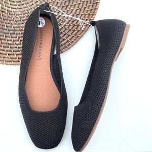 Lucky Brand Womens Shoes Flats Black Daneric Washable Knit Slip On Size 9.5